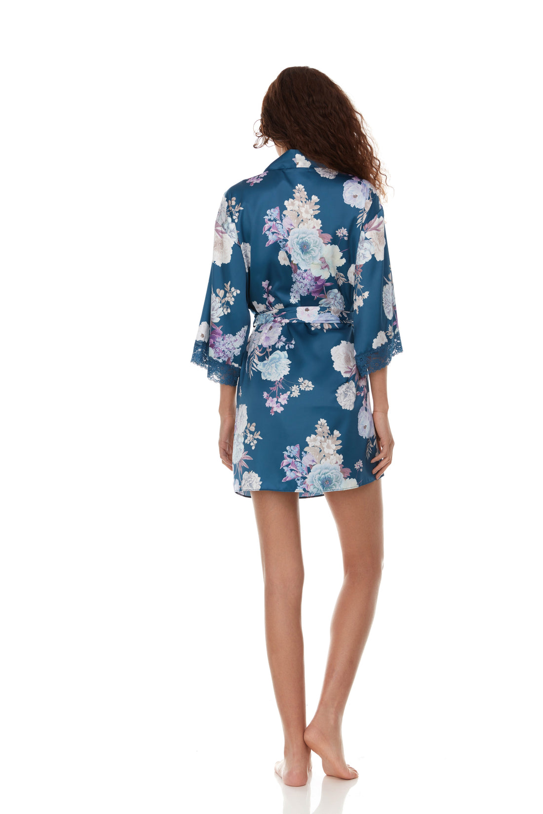 Sabrina Floral Print Satin Short Pajamas & Robe Set