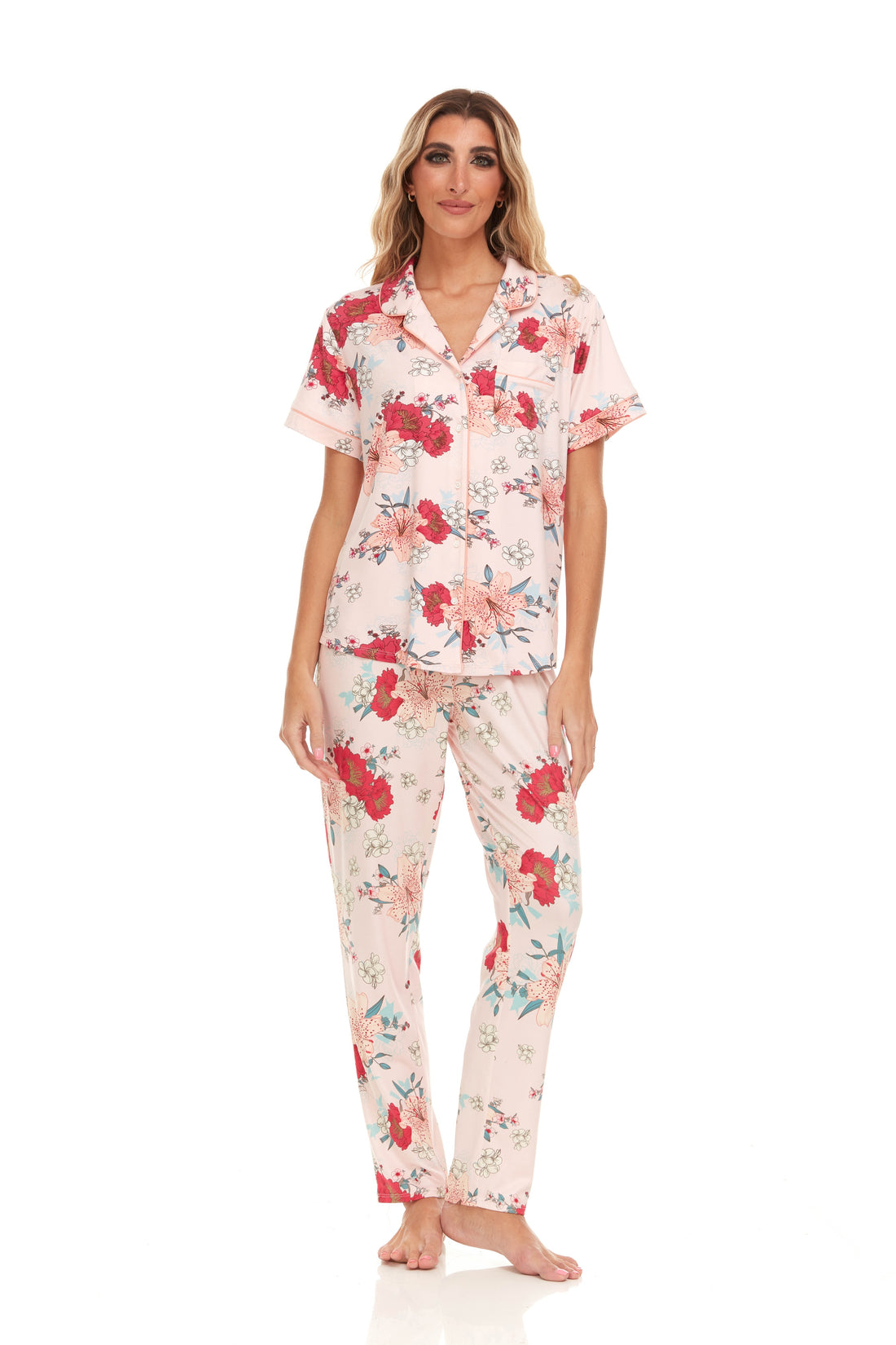 White Floral Pajama Set